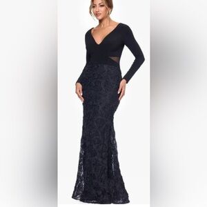 Xscape Long Sleeve Black Lace Dress